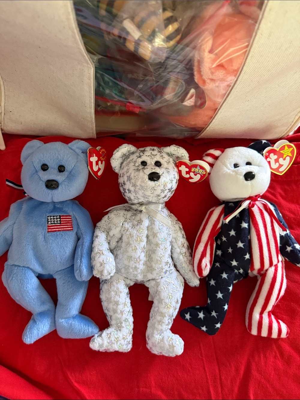 NWT MINT Ty Beanie Babies The Beginning 2000, America 9/11/01, Spangle 1999 trio - Picture 1 of 4
